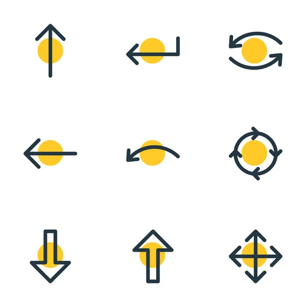 Ilustracja wektorowa 9 znak ikony stylu linii. Można edytować zestaw widen, kółko, lewo i innych elementów. — Wektor stockowy
