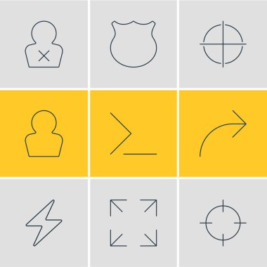 9 kullanıcı simgeleri çizgi stili vektör Illustration. Bekçi, başlangıç, avatar ve diğer simge öğeleri düzenlenebilir kümesi.