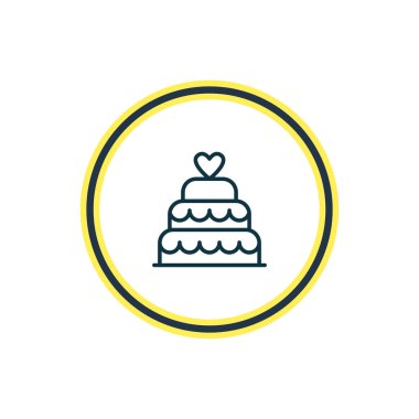 Düğün pastası simgesi çizgi vektör Illustration. Güzel düğün eleman da Pastane simgesi öğesi olarak kullanılabilir.