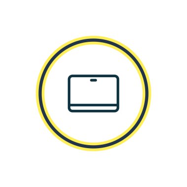 Tablet simgesi çizgi vektör Illustration. Güzel çalışma öğesi de avuçiçi simgesi öğesi olarak kullanılabilir.