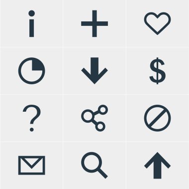 12 arayüz simgeleri Illustration. Engellenen, posta, düzenlenebilir kümesi aşağı ve diğer simge öğeleri.