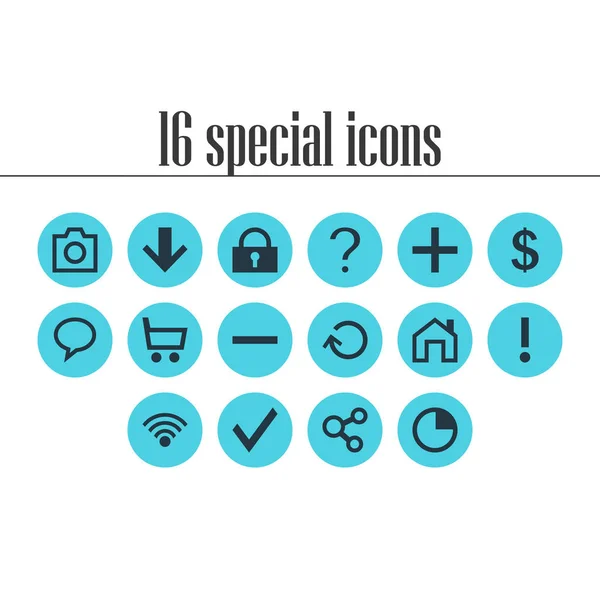 Ilustración de 16 iconos de usuario. Conjunto editable de bloqueo, carro de comercio, advertencia y otros elementos del icono . — Foto de Stock