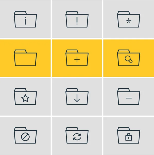 Illustratie van 12 document pictogrammen lijnstijl. Bewerkbare set download, vergrendeld, pictogram belangrijk en andere elementen. — Stockfoto