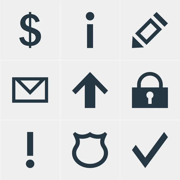 Illustration of 9 user icons. Editable set of approve, protection, warning and other icon elements. — Stock Photo, Image