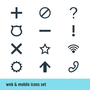 12 kullanıcı simgeler vektör Illustration. Düzenlenebilir bloke, telefon seti, uyarı ve diğer simge öğeleri.