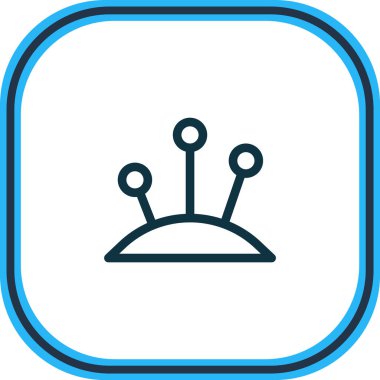 İğne simgesi çizgisi vektör illüstrasyonu. Güzel yaşam biçimi ögesi aynı zamanda iğnelik simgesi olarak da kullanılabilir.