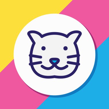 Kedi simgesi renkli çizginin vektör çizimi. Güzel hayvan unsuru kedi yavrusu simgesi olarak da kullanılabilir.