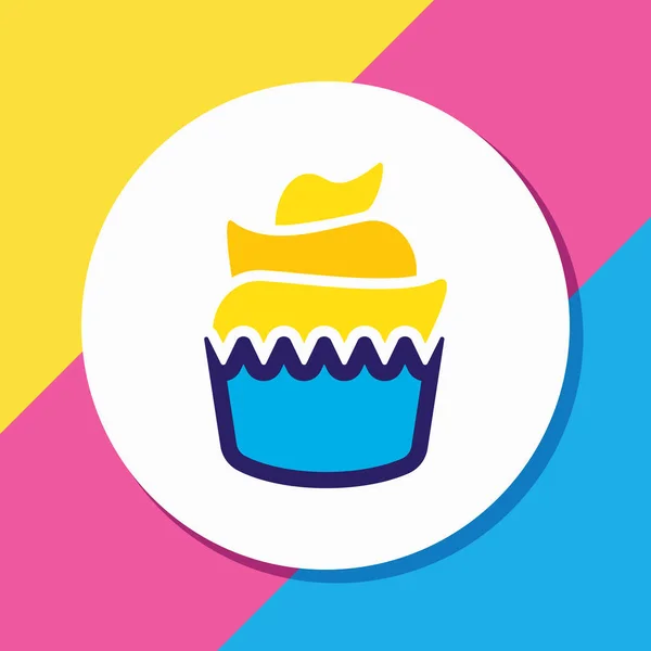 Ilustración vectorial de la pequeña línea de color icono de pastel. Hermoso elemento de comida también se puede utilizar como elemento icono cupcake . — Vector de stock