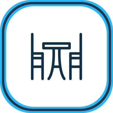 Tablo simgesi çizgisi çizimi. Güzel bir tatil öğesi restoran simgesi olarak da kullanılabilir.