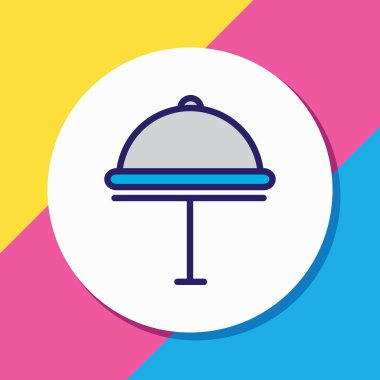 hotel teslim Icon gösterimi satır renkli. Güzel Turizm öğesi simgesi öğe catering olarak da kullanılabilir.