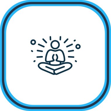 Meditasyon simgesi çizgisi çizimi. Güzel emoji ögesi yoga simgesi olarak da kullanılabilir.