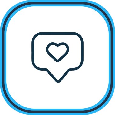 Kalp ikonu çizgili etiket çizimi. Güzel parti ögesi pin simgesi olarak da kullanılabilir.