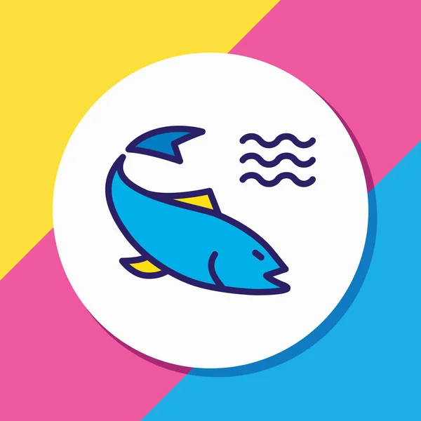 Ilustración de la línea de color icono de salmón. Hermoso elemento naval también se puede utilizar como elemento icono de la percha . — Foto de Stock