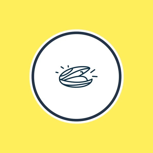 Vektorillustration av mussla ikonen linje. Vackra Marina element kan också användas som oyster ikonen element. — Stock vektor