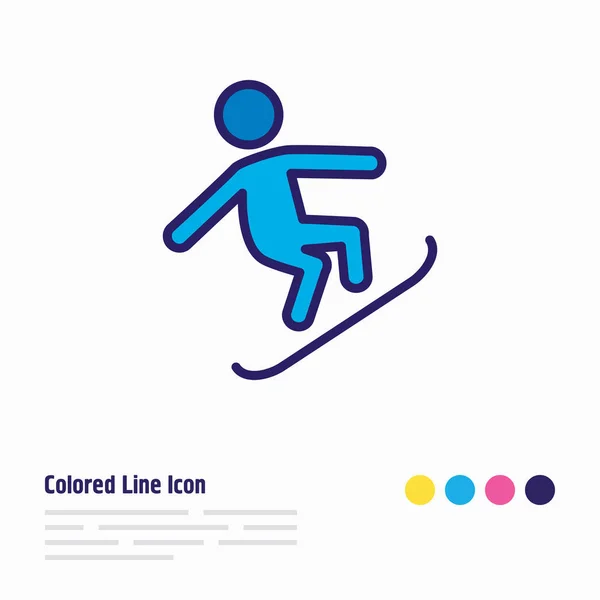 illustration of snowboard icon colored line. Beautiful lifestyle element also can be used as skier icon element.