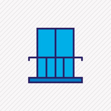 Balkon simgesi renkli çizginin vektör çizimi. Teras simgesi olarak güzel turizm unsuru da kullanılabilir.