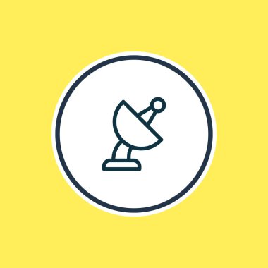 Uydu ikon hattının vektör çizimi. Güzel müzik ögesi ayrıca sputnik simge ögesi olarak da kullanılabilir.