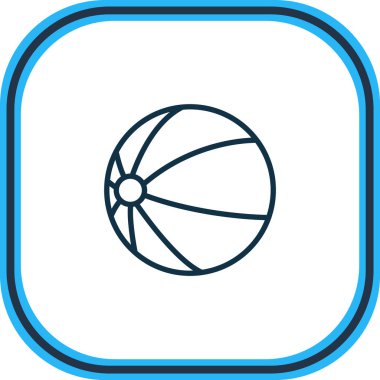 Plaj topu ikonu çizgisinin vektör çizimi. Güzel turizm elementleri şişme ikon unsuru olarak da kullanılabilir.