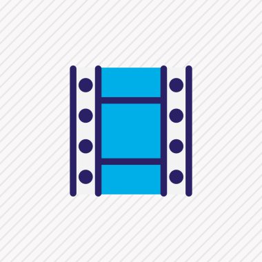 Film simgesi renkli çizginin vektör illüstrasyonu. Güzel ortam ögesi aynı zamanda film şeridi simgesi ögesi olarak da kullanılabilir.