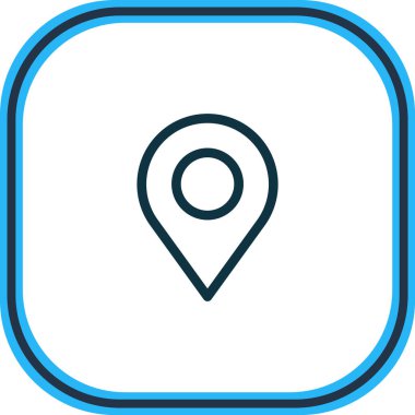 Konum simgesi çizgisinin vektör illüstrasyonu. Güzel bağlantı ögesi nokta simge ögesi olarak da kullanılabilir.