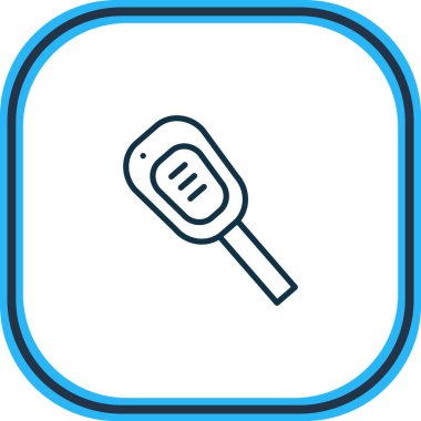 Araba anahtar simgesi çizgisi vektör illüstrasyonu. Güzel otomobil parçaları ögesi kilit simgesi olarak da kullanılabilir.