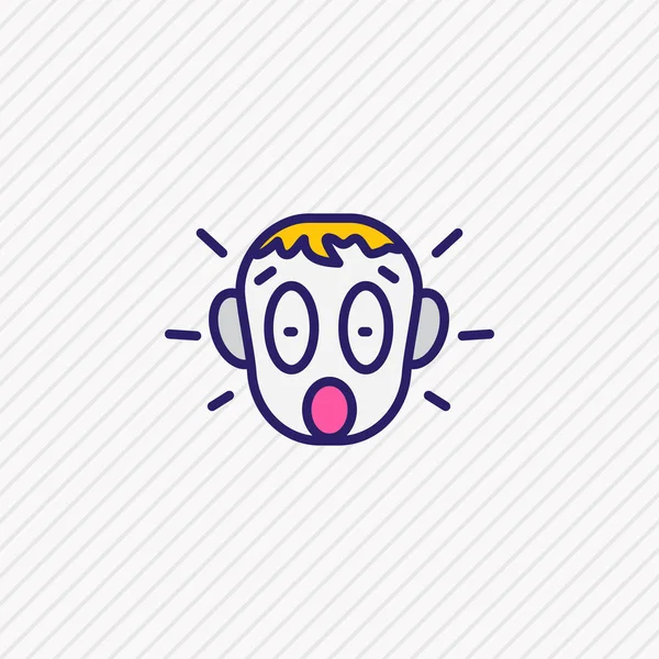 Ilustração vetorial da linha colorida do ícone chocado. Elemento emoji bonito também pode ser usado como elemento ícone do medo . — Vetor de Stock