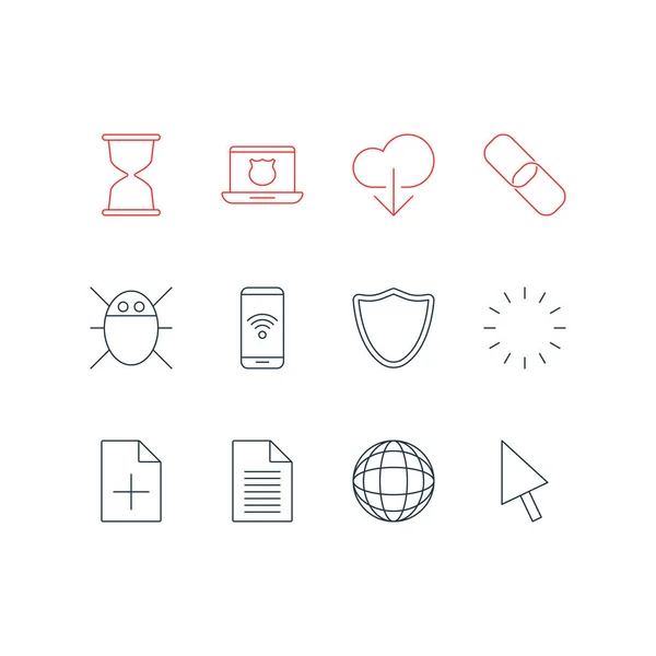 Illustration of 12 internet icons line style. Editable set of loading, cursor, blank and other icon elements. — Stock Photo, Image