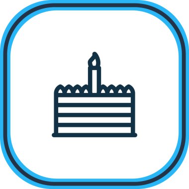 Doğum günü pastası ikonu çizgisi vektör illüstrasyonu. Güzel parti öğeleri tatlı ikonu unsuru olarak da kullanılabilir.