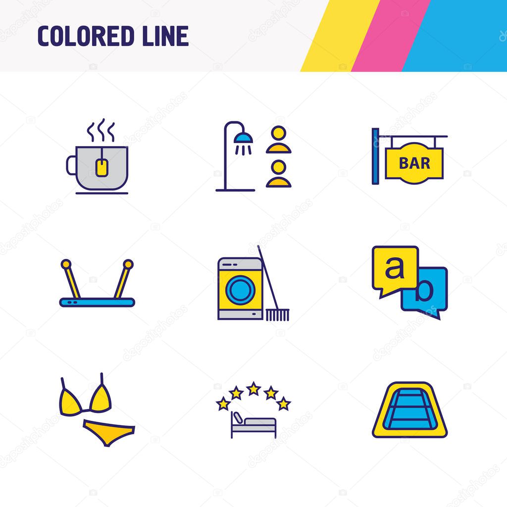 Ilustración vectorial de 9 iconos del