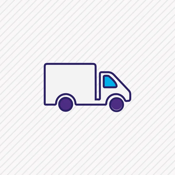 Ilustração vetorial de caminhão ícone colorido linha. Elemento de transporte bonito também pode ser usado como elemento ícone van . —  Vetores de Stock