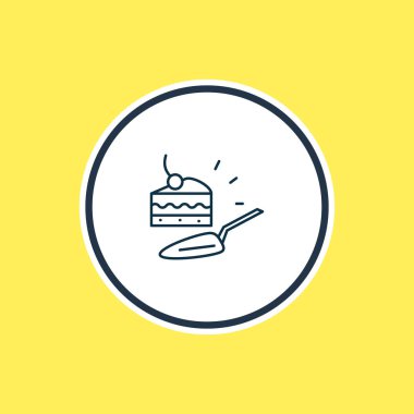 Pasta sunucusu simgesi çizimi. Güzel çatal bıçak takımları tatlı ikonu olarak da kullanılabilir..