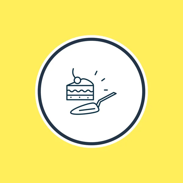 Ilustración de la línea de iconos del servidor de pastel. Hermoso elemento de cubiertos también se puede utilizar como elemento icono de postre . — Foto de Stock