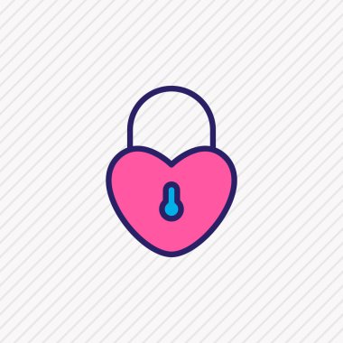 Kilitli kalp simgesi renkli çizginin vektör çizimi. Güzel aşk ögesi güvenlik simgesi olarak da kullanılabilir.