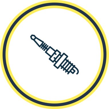 Buji simgesi çizgisinin vektör illüstrasyonu. Güzel araç ögesi ekipman simgesi olarak da kullanılabilir.