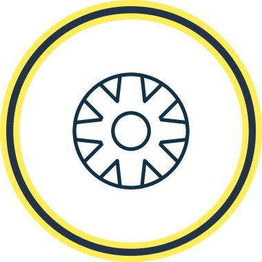 Jant simgesi çizgisinin vektör çizimi. Güzel ayrıntılar ayrıca lastik simgesi ögesi olarak da kullanılabilir.