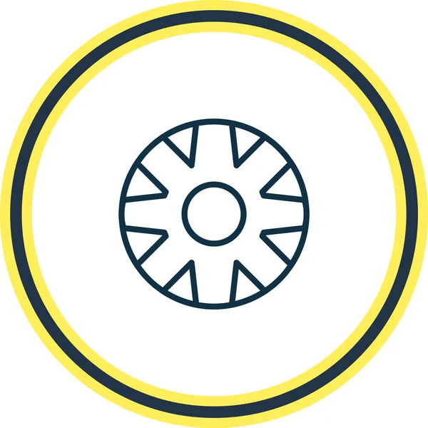 Ilustração vetorial da linha de ícones do hubcap. Elemento de detalhes bonitos também pode ser usado como elemento de ícone de pneu . —  Vetores de Stock