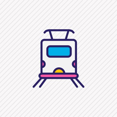 Metro tren ikonu renkli çizginin bir çizimi. Güzel ulaşım elementleri yeraltı simgesi olarak da kullanılabilir.