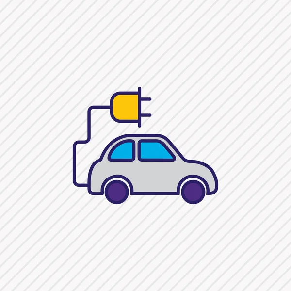 Иллюстрация иконки эко-автомобиля цветной линии. Транспортный элемент также может быть использован в качестве иконы электромобиля . — стоковое фото