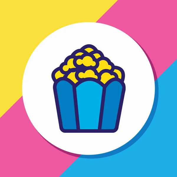 Ilustración vectorial de palomitas de maíz línea de color icono. Hermoso elemento de celebración también se puede utilizar como elemento icono de snack de cine . — Vector de stock