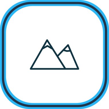 Dağ ikonu çizgisi çizimi. Güzel yaz elementleri tepe simgesi olarak da kullanılabilir.