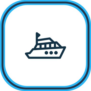 Yat simgesi çizgisi çizimi. Güzel bir ulaşım elemanı aynı zamanda tekne simgesi olarak da kullanılabilir.