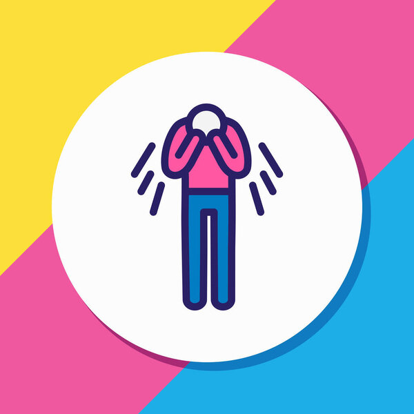 Векторная иллюстрация иконки депрессии цветной линии. Элемент "эмодзи" также можно использовать в качестве значка разочарования
.