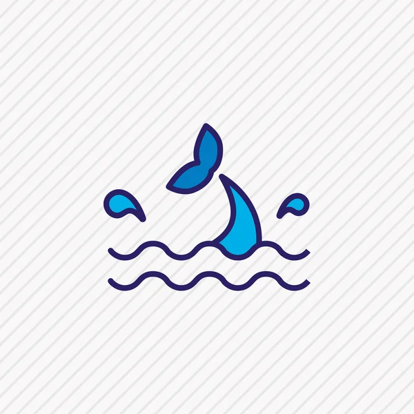 Bálna farok ikon színes vonal illusztrációja. Gyönyörű tengeri elem is használható, mint az óceán ikon elem. — Stock Fotó