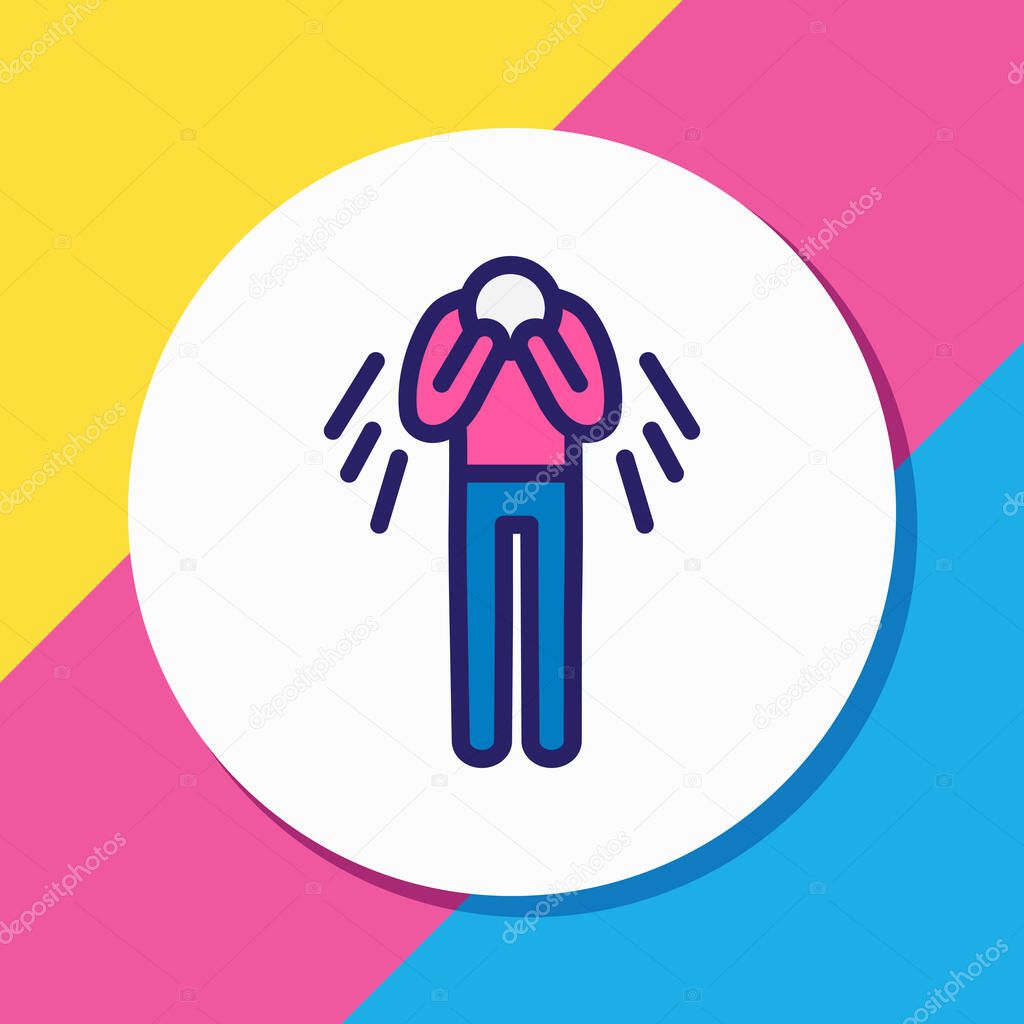 illustration of depression icon colored line. Beautiful emotions element also can be used as disappointment icon element.