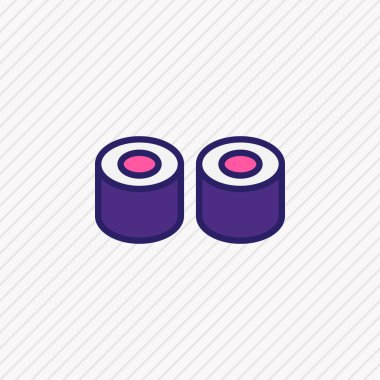 Suşi ikonu renkli çizginin vektör çizimi. Güzel kafe elementi Japon rulo simgesi olarak da kullanılabilir..