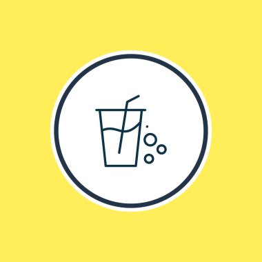 Yumuşak içecek ikon çizgisinin vektör çizimi. Güzel içecek elementi meyve suyu şişesi simgesi olarak da kullanılabilir.