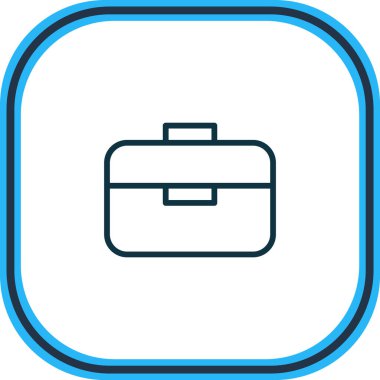 Evrak çantası simge satırının vektör illüstrasyonu. Güzel kırtasiye ögesi portföy simgesi olarak da kullanılabilir.