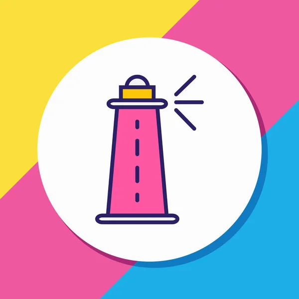 Illustration vectorielle de la ligne de couleur icône du phare. Bel élément de transport peut également être utilisé comme élément icône de la côte . — Image vectorielle