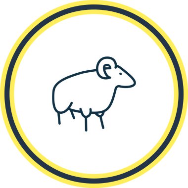 Ovis ikon çizgisi çizimi. Güzel hayvanat bahçesi elementi ram simgesi olarak da kullanılabilir.