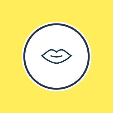 Öpücük ikonu çizgisinin vektör çizimi. Güzel olay ögesi ağız simgesi olarak da kullanılabilir.